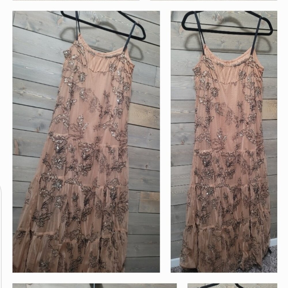 Anthropologie Dress Size Small Long Maeve Pink and Black - Picture 11 of 12